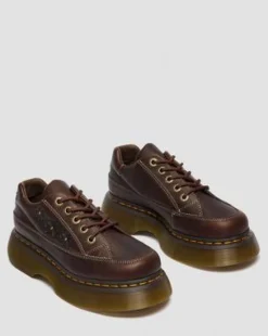 Zapatos Buzz de 5 ojales de piel Flower Grizzly in Marrón Oscuro