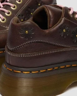 Zapatos Buzz de 5 ojales de piel Flower Grizzly in Marrón Oscuro