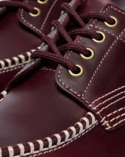 Zapatos Lowell Moc Toe de piel in Rojo Cereza