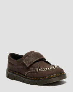 Zapatos Raffe Strap de piel Tumbled Nubuck para junior in Marrón Oscuro