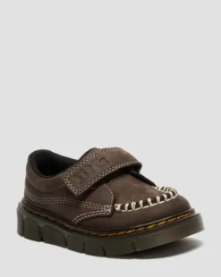 Zapatos Raffe Strap de piel Tumbled Nubuck para niños in Marrón Oscuro