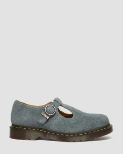 Zapato T Bar de piel Napped in Washed Denim