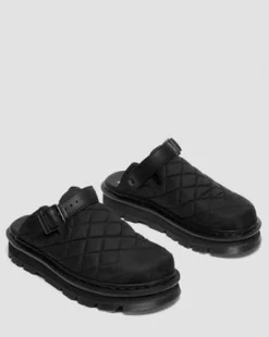 Zuecos de plataforma Zebzag Quilted in Negro