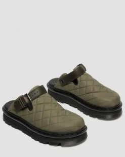 Zuecos de plataforma Zebzag Quilted in Verde Oliva Dm's