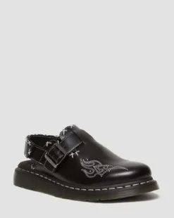 Zuecos Jorge Contrast Stitch de piel in Negro