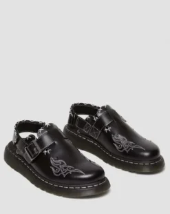 Zuecos Jorge Contrast Stitch de piel in Negro