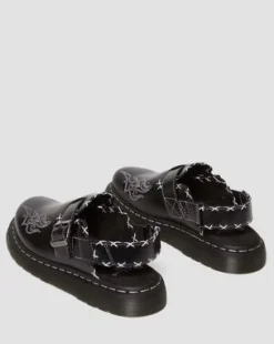 Zuecos Jorge Contrast Stitch de piel in Negro