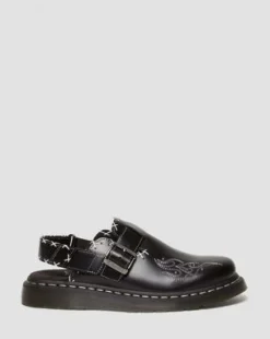 Zuecos Jorge Contrast Stitch de piel in Negro