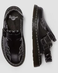 Zuecos Jorge Contrast Stitch de piel in Negro