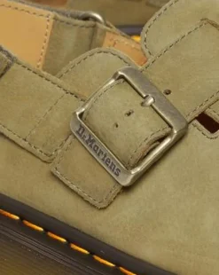 Zuecos Jorge II de piel Tumbled Nubuck in Muted Olive