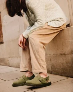 Zuecos Jorge II de piel Tumbled Nubuck in Muted Olive
