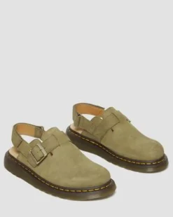 Zuecos Jorge II de piel Tumbled Nubuck in Muted Olive