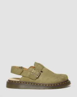 Zuecos Jorge II de piel Tumbled Nubuck in Muted Olive